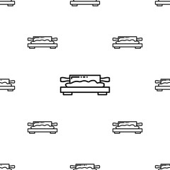 Dough Rolling Icon Seamless Pattern, Shape And Flatten Dough Rolling With Rolling Pin Icon