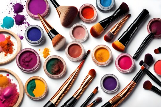 make up brushes and shadow