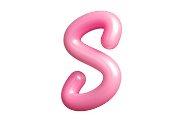 3D rendering curly handwritten font letter S in pink.. Graphic resource suitable for prints, artworks, mood boards and web advertisings. High quality 3D illustration.