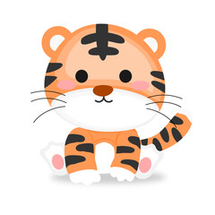 Cute tiger on white background