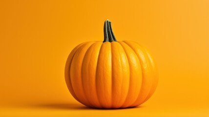 Minimalist Pumpkin on Yellow Background