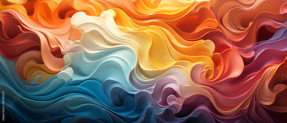 Wall mural digital abstract background with multicolored lines and waves.
