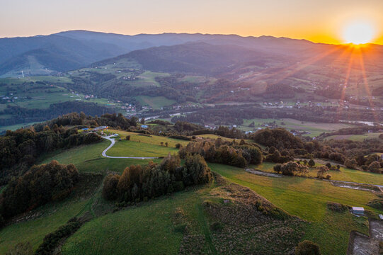 Wieża Slimak, Barcice, Dolina Popradu,zach&oacute;d słońca