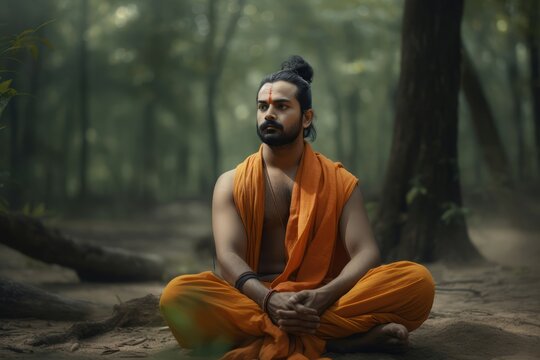 Indian pandit. Culture holy monk. Generate Ai