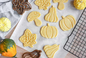 Preparation of festive cookies for baking in the oven.