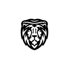 Vector black lion logo vector icon illustration 