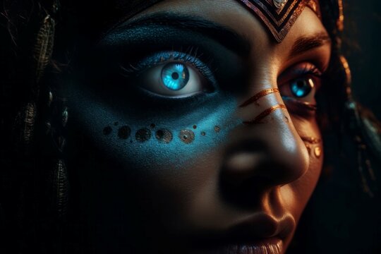 Intuition mystique eyes. Indian vibrant. Generate Ai