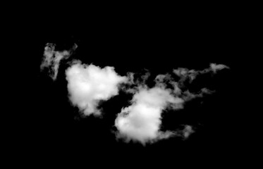 Fototapeta premium Set of white clouds or smog for design isolated on a black background. 