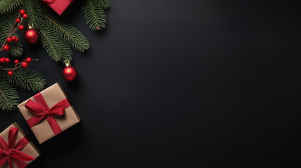 Fototapeta na wymiar Christmas Greeting Card Mockup on Dark Background, Generative AI