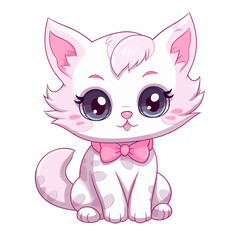 Cute cat vector clipart. Good for fashion fabrics, children’s clothing, T-shirts, stickers, postcards, covers, email header, wallpaper, banner, advertising, and more.