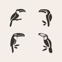 Vector silhouette toucan bird logo vector icon illustration © ajijaelani24