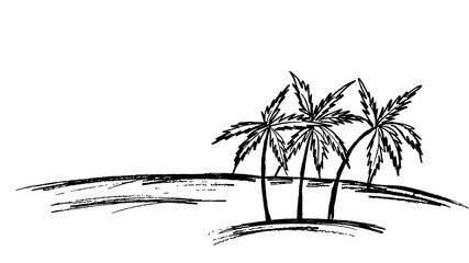 Landscape with three palm trees