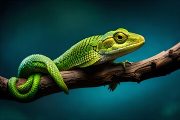 Fototapeta premium green iguana on a branch