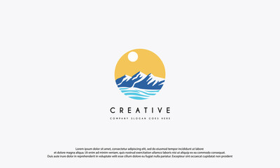 mountain hill peak nature relax logo design vector icon illustration