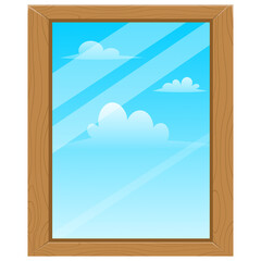 Window Glass Clear Blue Sky Clouds View Illustration Icon