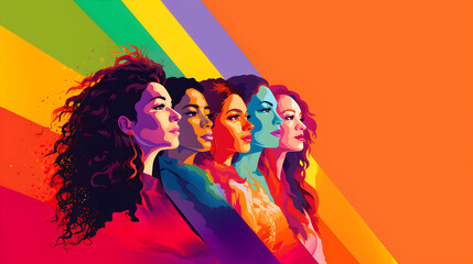 Illustration of female empowerment , Female power , diversity, strong girl concept , international woman day. 