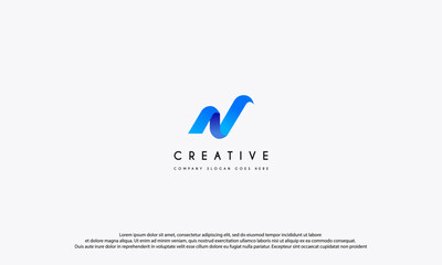 Initial letter N wave logo design. letter N wave usable for business and technology logos. flat vector logo template.
