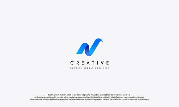 Initial letter N wave logo design. letter N wave usable for business and technology logos. flat vector logo template.