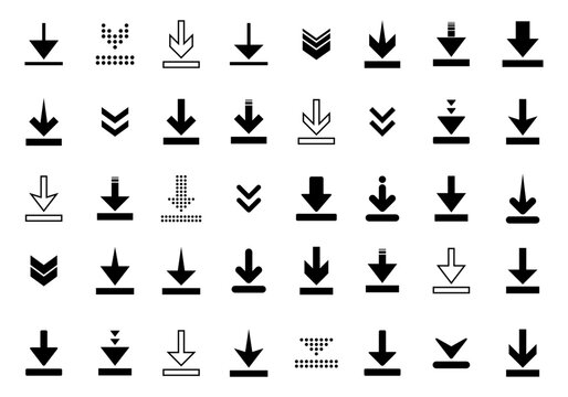 Download icon vector set collection. Broswer downloading sign symbol isolated on white background