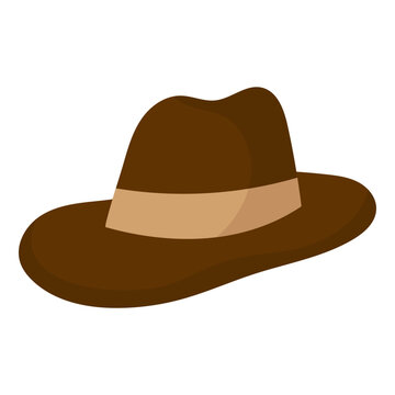 Vector brown stylish hat on white background