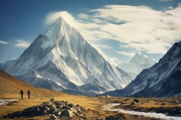 Scenic view of Broad Peak and K2. Generative AI