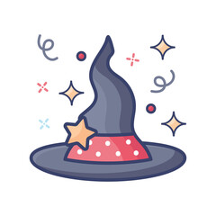 Witch Hat Halloween Outline Color icon
