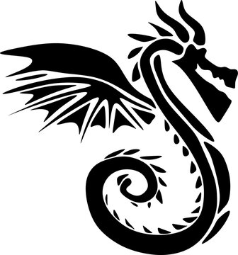recommend clip art: Cartoon illustration. silhouette of a fire dragon. Flying fantasy dragon