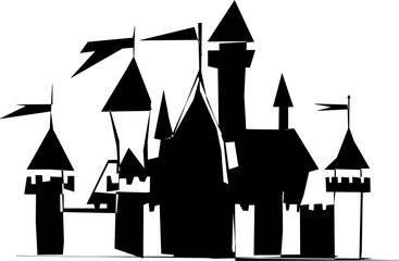 sketch of a castle. Illustration of the castle on a white background	

