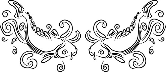 The illustrations and clipart. Abstract image. Illustration of fish