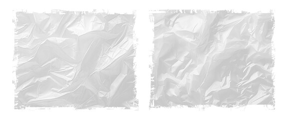 A wrinkled white paper isolated against a transparent backdrop. Pattern overlay of a textured white crumpled paper background - obrazy, fototapety, plakaty