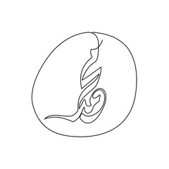 One continuous line drawing of Calligraphy name of Prophet Muhammad. Calligraphy name of Prophet Muhammad in simple linear style illustration.  Arabic Translate : Prophet Muhammad