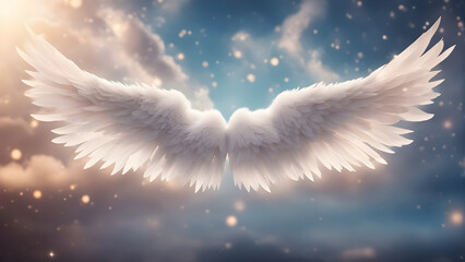 Angel Wings on Grunge Background