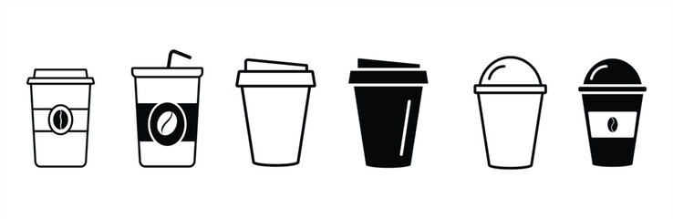 Coffee cup icon. Coffee paper cup icon set. Disposable coffee cup. Coffee cup icon with different style. Coffee cup icon sign and symbol. Vector illustration.