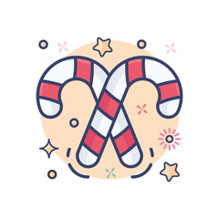 Candy Cane Christmas Outline Color icon
