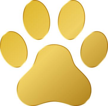 3D Gold Dog Paw Icon
