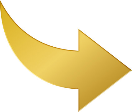 3D Gold Down Right Arrow Icon

