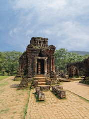 Ruins of the ancient Shiva Hindu temple at My Son sanctuary in central Vietnam which was constructed between the 4th and the 14th century.