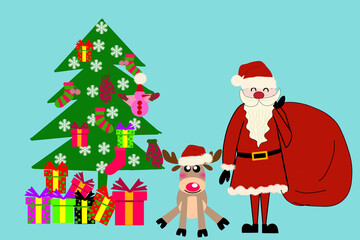 santa claus and christmas tree