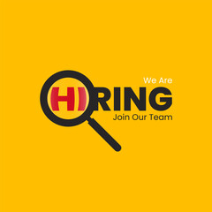 We are hiring join to the team announcement. Hiring recruitment open vacancy design. Creative hiring poster. hiring social media post design.