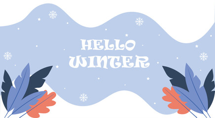 vector hand drawn winter background with text hello winter