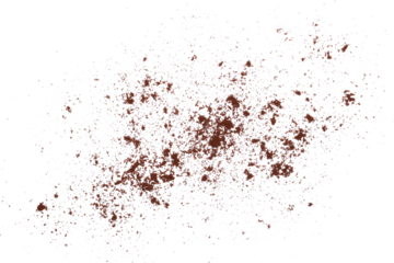 Ground coffee scattered isolated on white, top view