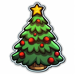 CHRISTMAS_CHRISTMAS_treesticker_on_a_white_backgroud