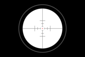 Sniper rifle scope with measurement marks isolated on a transparent background.