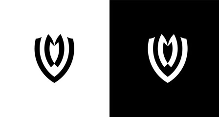 Monogram vm logo Modern and elegant shield logo design template - obrazy, fototapety, plakaty