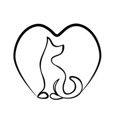  heart and dog silhouette art drawn