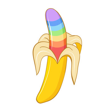 banana rainbow style art drawn