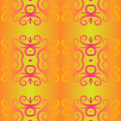 Seamless colourful batik ethnic dayak aztec Kalimantan pattern for background textile garment 
