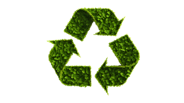 Green Recycling Symbol. Isolated on Transparent background.