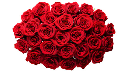 big bouquet of red roses flowers. Isolated on Transparent background.
