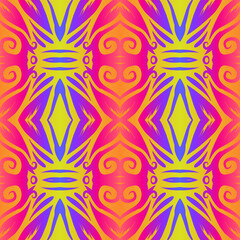 Seamless colourful batik ethnic dayak aztec Kalimantan pattern for background textile garment 
